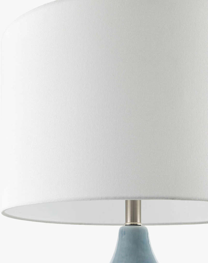 Aqua Blue Modern Table Lamp with linen details for bedside or console tables