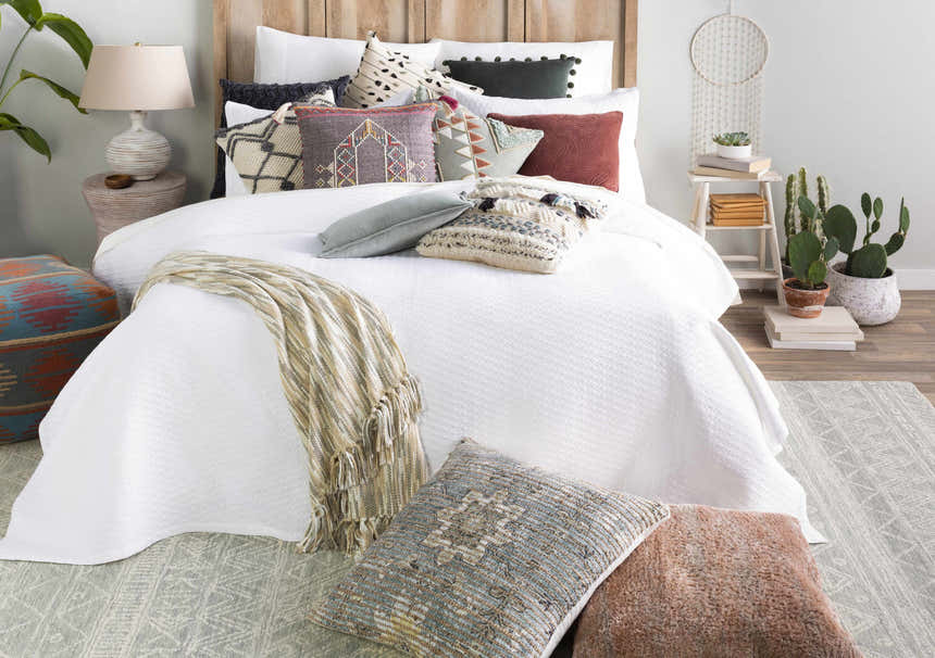 Dillwyn Beige Cotton Throw Pillow