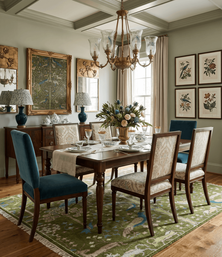 The Green Jungle Life Teal and Peach Peacock Bird Hand Knotted Custom Made Wool Area Rug