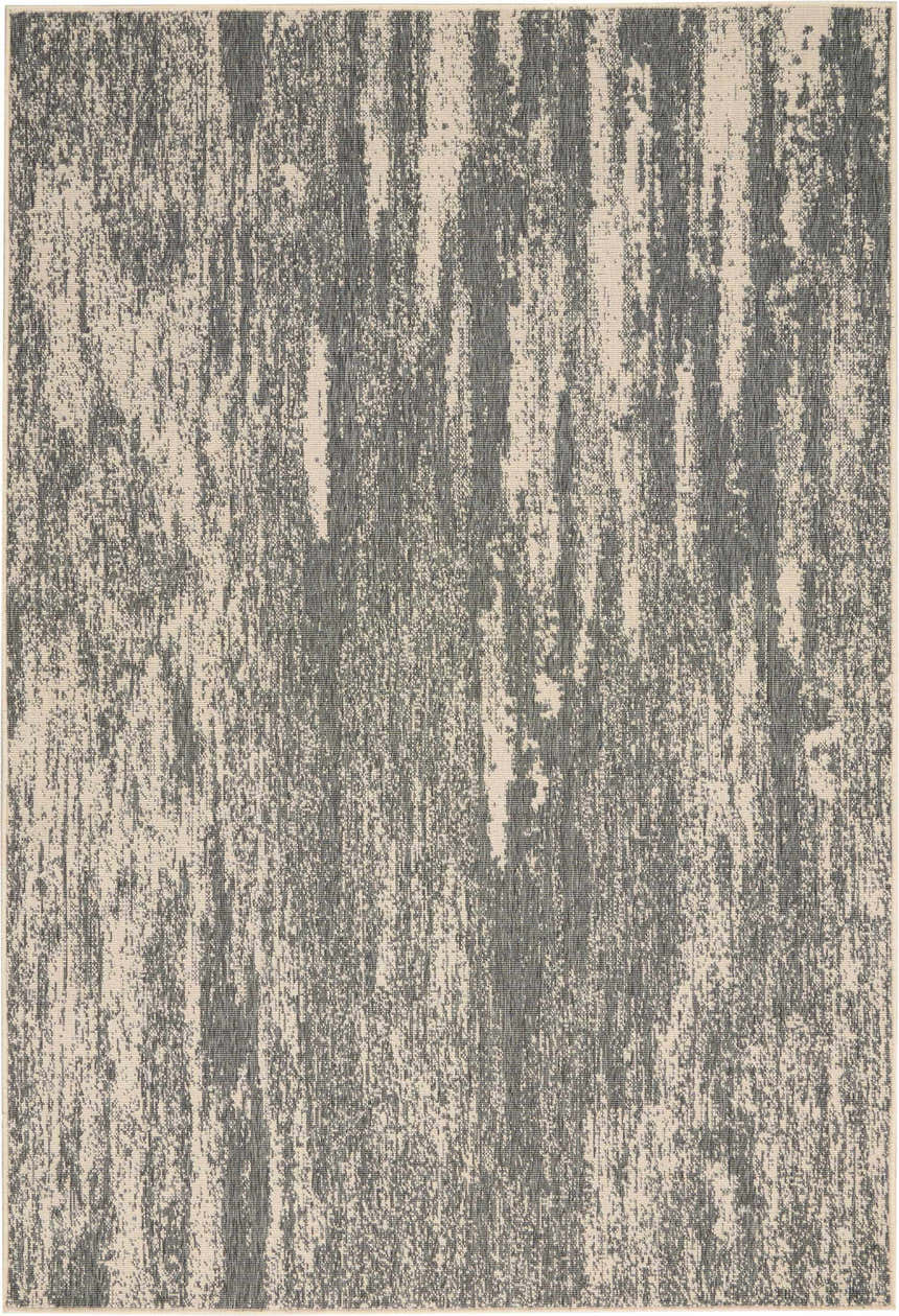 Close-up of the Barclay Butera Lido Grey Cream Area Rug, featuring a modern abstract pattern and subtle texture.