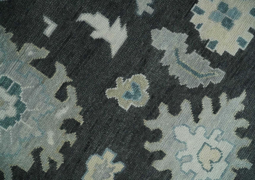 Antique look Black, Beige and Silver Hand Knotted Traditional Oushak Multi Size Wool Area Rug