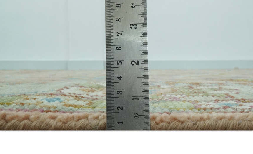 Traditional Floral Peach and Green Hand Knotted Custom Made wool area rug