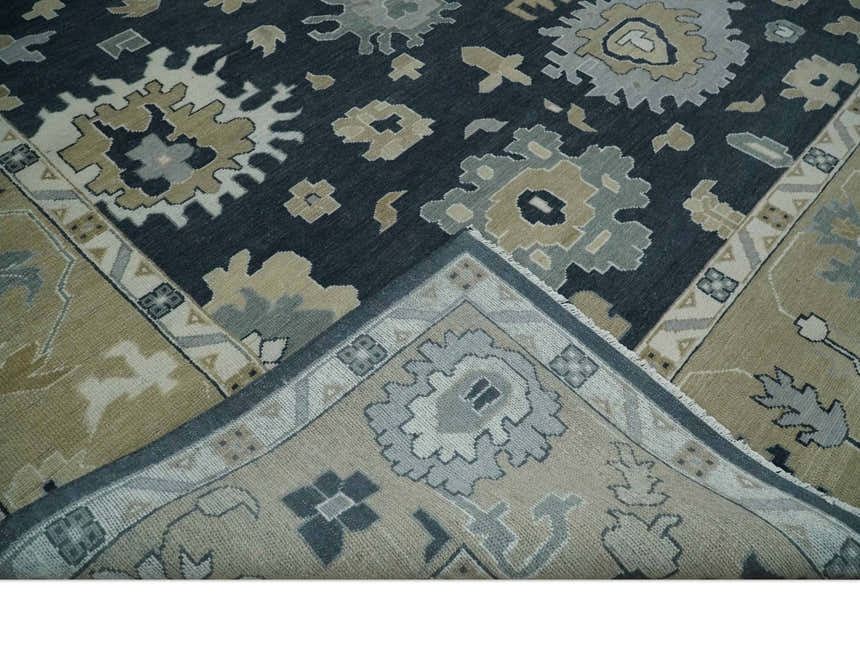 Traditional Hand Knotted Green, Beige, Silver and Ivory Multi Size Oushak Wool Area Rug
