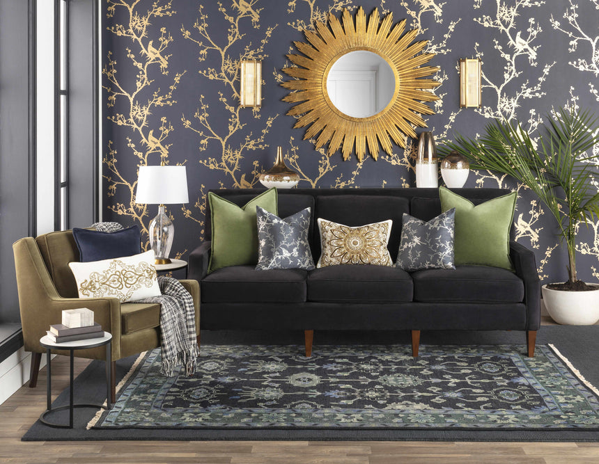 Made to Order Custom Size Brockton Solid Wool Dark Blue Area Rug