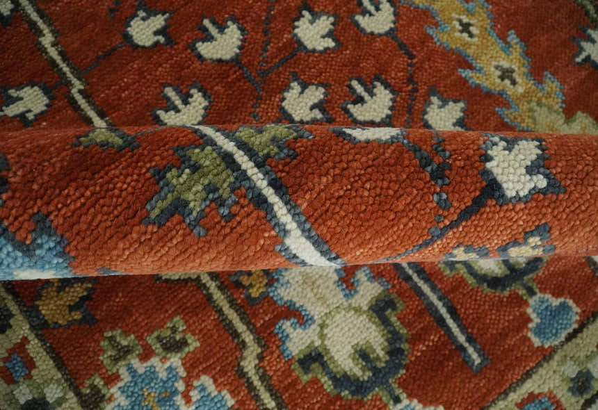 Tree of Life Rust and Ivory Traditional Hand Knotted Turkish Design Wool Area Rug