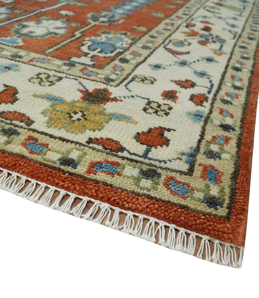 Tree of Life Rust and Ivory Traditional Hand Knotted Turkish Design Wool Area Rug