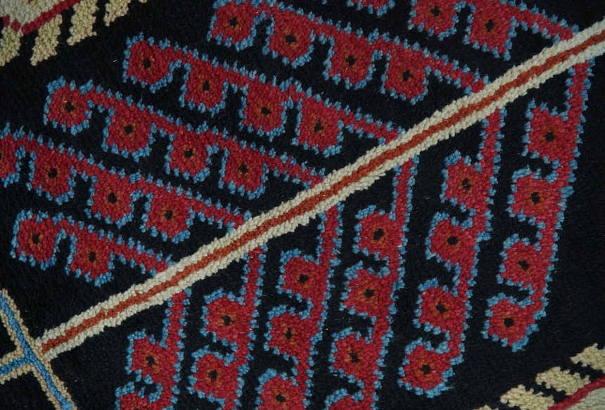 Tree of life Vibrant colorful Black, Beige, Peach and Blue Hand Knotted Traditional Oushak Custom Made wool area Rug