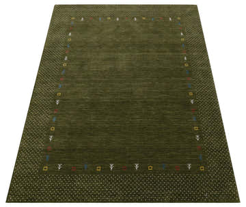 Tribal Border Design Hand Loomed Wool Area Rug