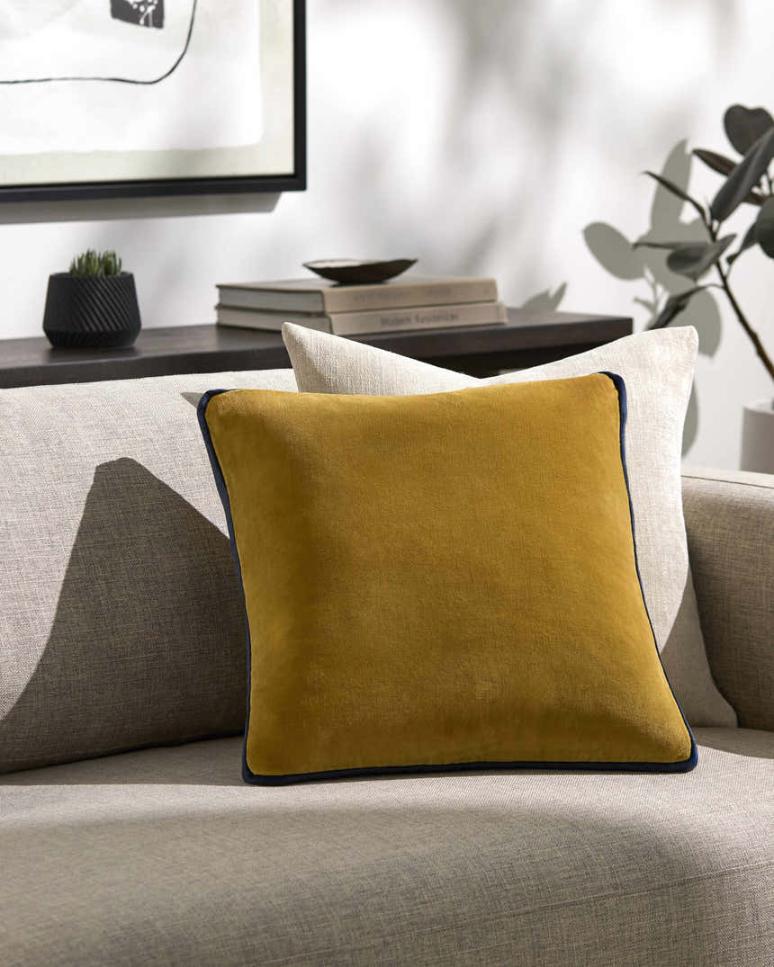 Aurel Goldenrod Vertical Pleated Texture Modern Cotton Accent Pillow