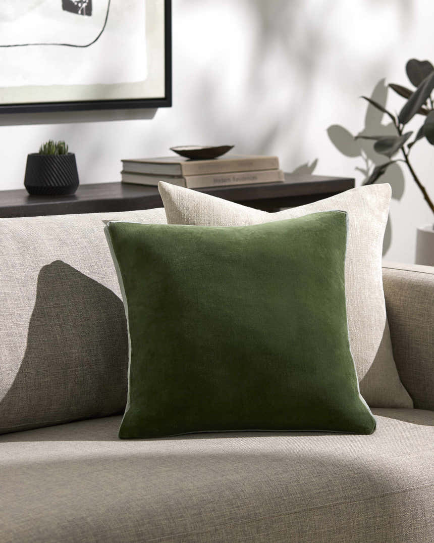 Silva Forest Green Vertical Pleated Texture Modern Cotton Accent Pillow