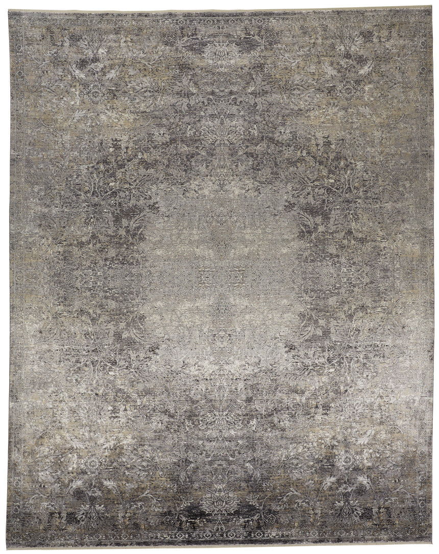 Feizy Sarrant Transitional Medallion - Gray/Ivory/Tan Area Rug
