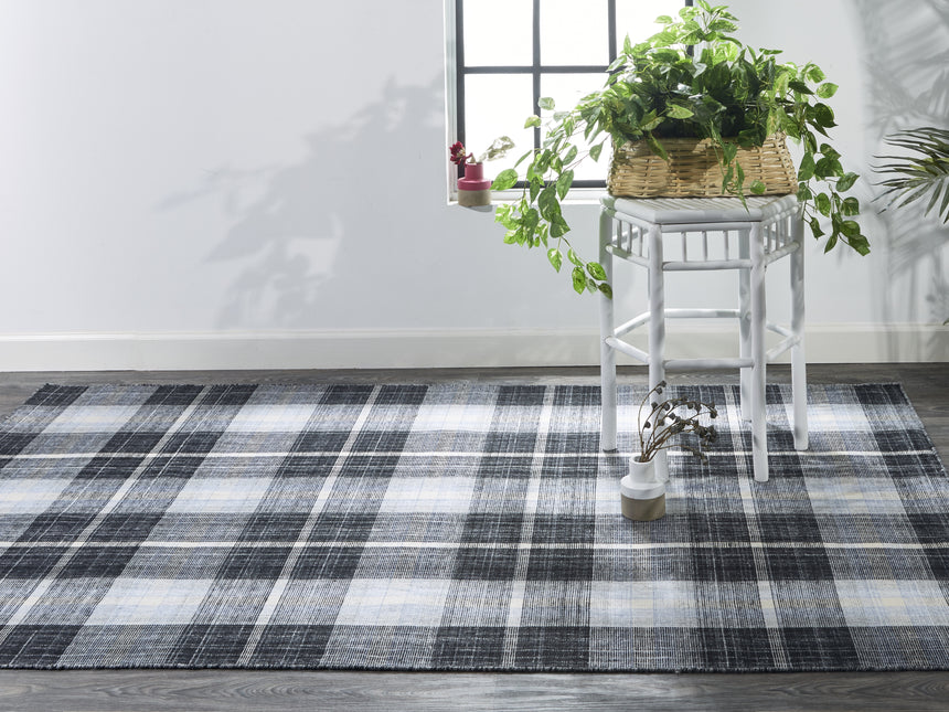 Feizy Crosby Transitional Plaid - Black/Blue/White Area Rug - Clearance
