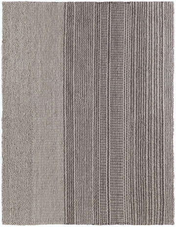 Close-up of the Feizy Hamden Area Rug. Hand-woven wool rug with ivory and brown vertical stripes and textured design. Design-Rectangle