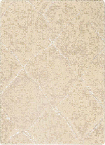 Close-up of the Nourison Silk Elements Natural Persian Rug. Cream and beige wool with subtle geometric design.