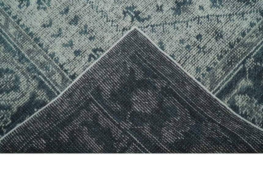 Vintage Style Distressed Traditional Hand Knotted Serapi Silver and Gray Multi Size Area Rug
