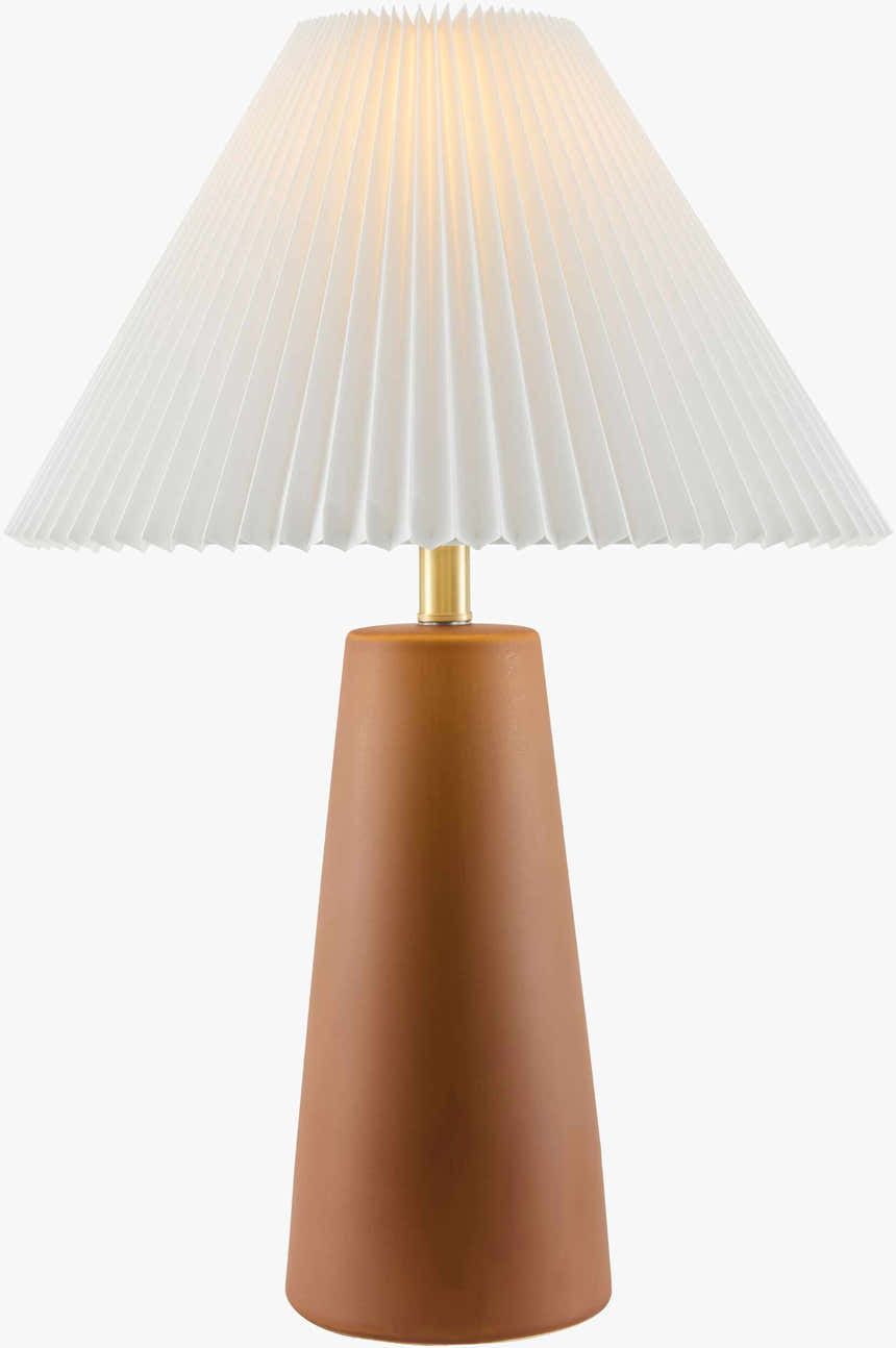 Terracotta Cone Table Lamp with Pleated Shade