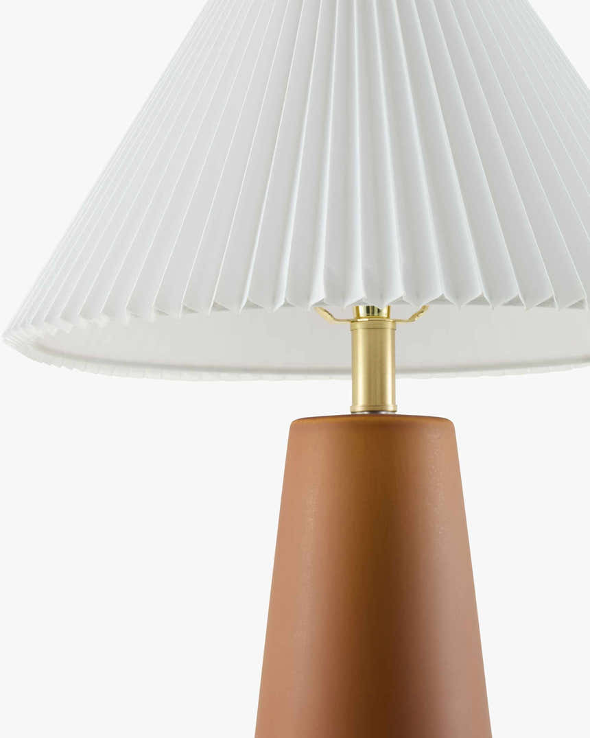 Terracotta Cone Table Lamp with Pleated Shade