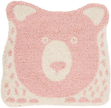 Close-up of the Nourison Hudson Freeform Pink Kids Rug, featuring a cute pink and white bear design.