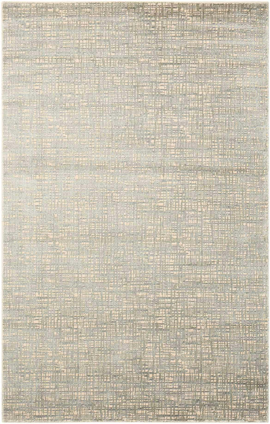 Close-up of the Nourison Starlight Sea Mist rug. Modern design with a subtle grid pattern and soft sea mist color.