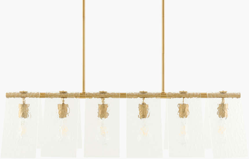 Rich Tan Modern Chandelier with glass details for dining or living rooms