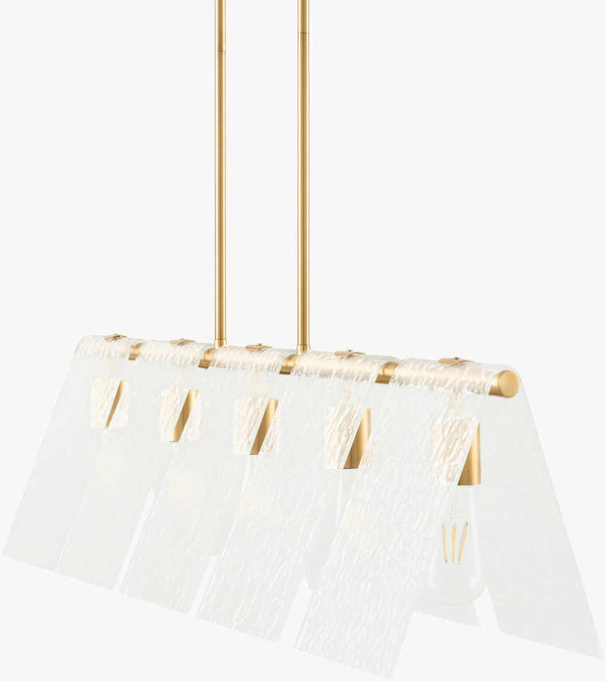 Mustard Modern Chandelier with glass details for dining or living rooms