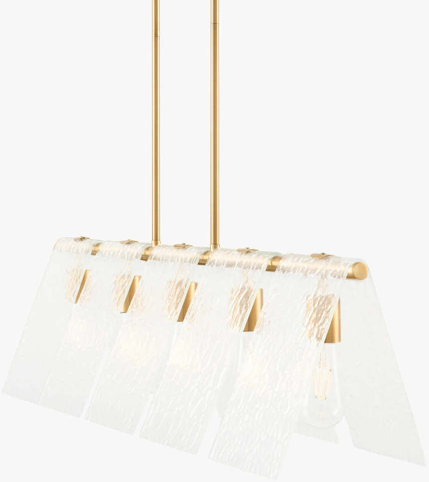 Mustard Modern Chandelier with glass details for dining or living rooms
