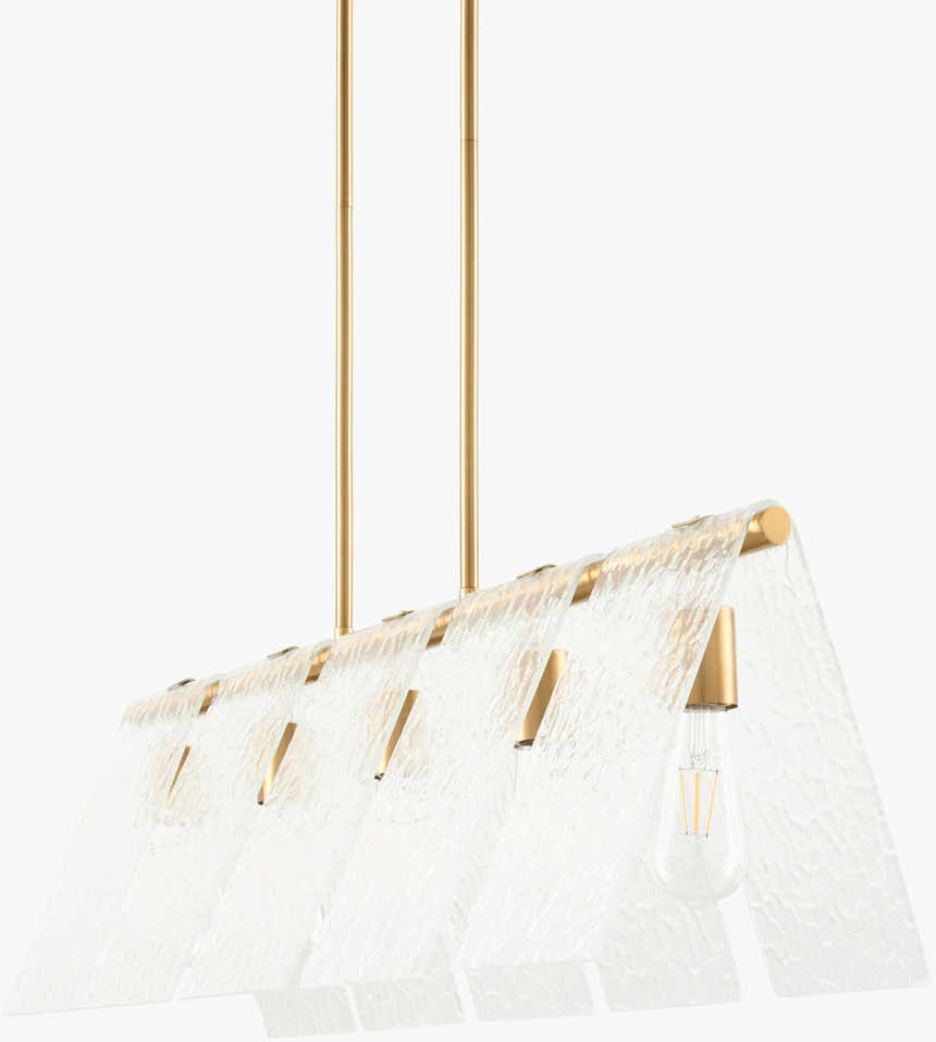 Mustard Modern Chandelier with glass details for dining or living rooms