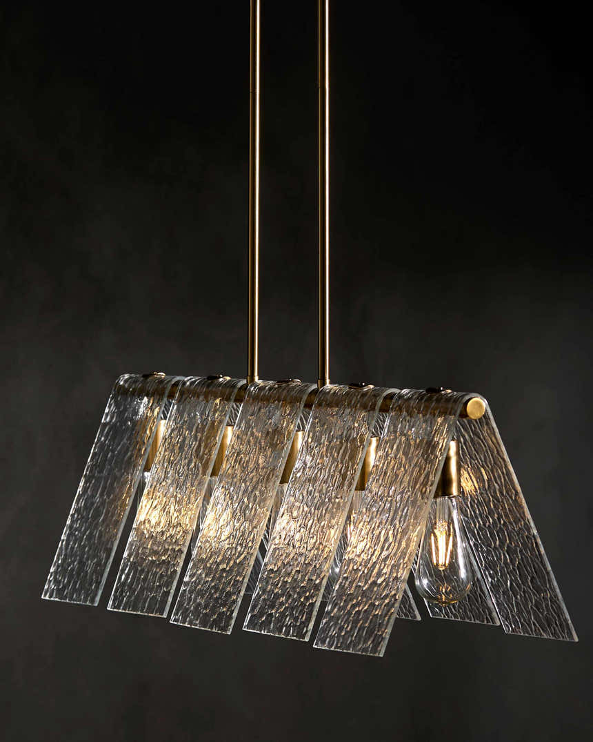 Mustard Modern Chandelier with glass details for dining or living rooms