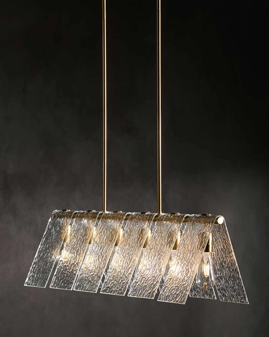 Rich Tan Modern Chandelier with glass details for dining or living rooms