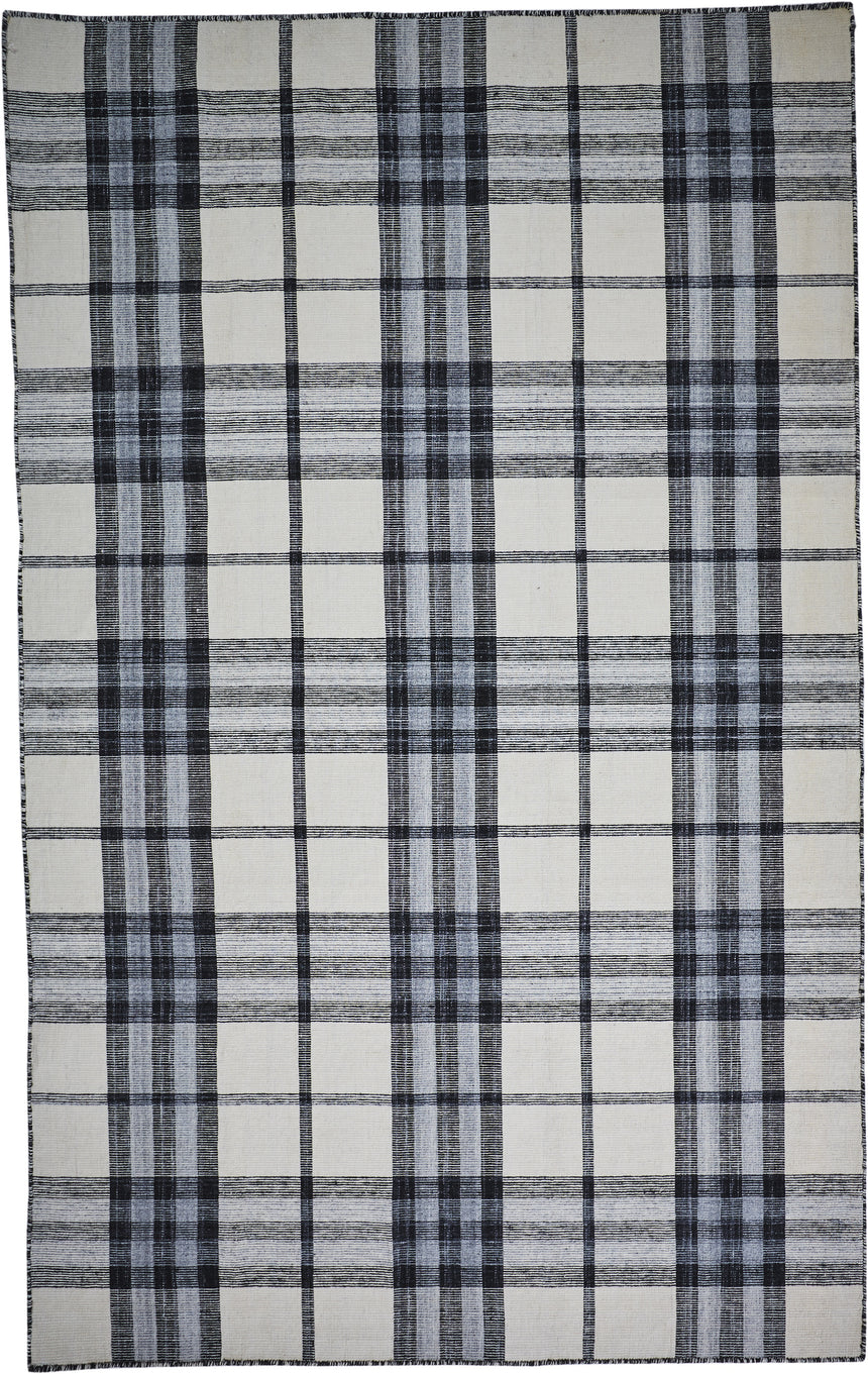 Feizy Crosby Transitional Plaid - Ivory/Blue/Black Area Rug - Clearance
