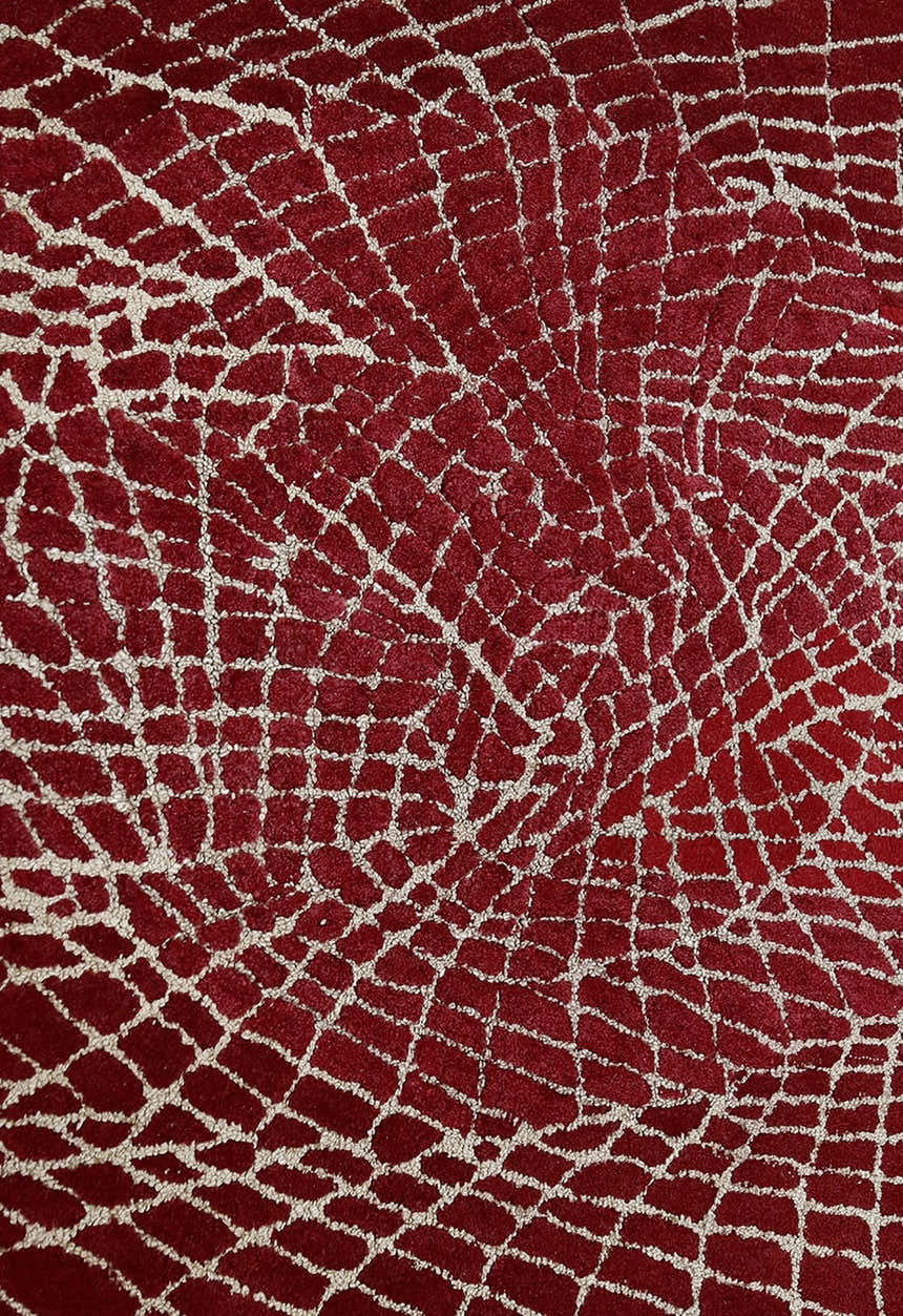 Web Hand Tufted 5x8 Modern Style Maroon Wool Area Rug