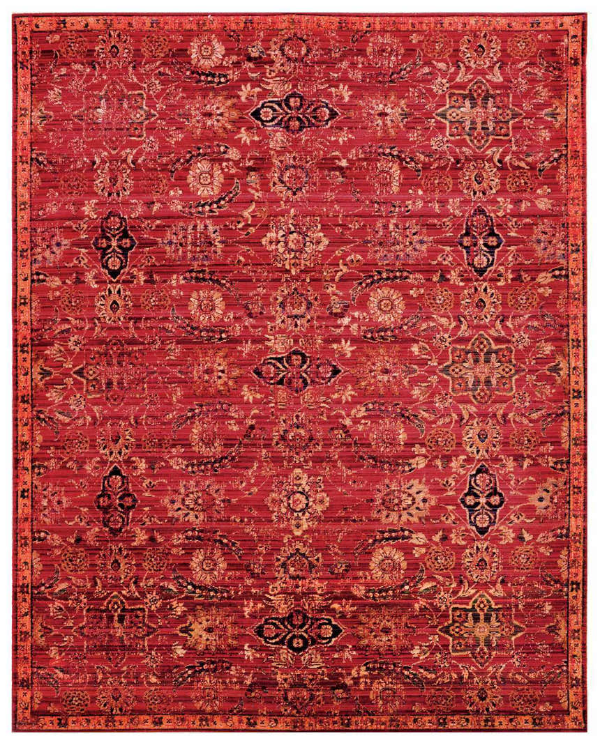 Detailed Nourison Timeless Red Persian Area Rug. Features floral motifs and classic Persian design.