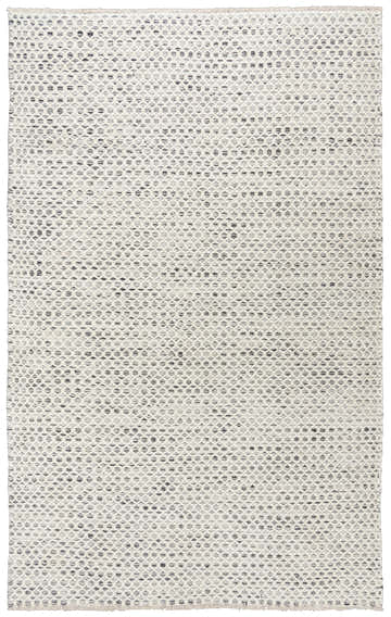 Close-up of Rizzy WIN101 area rug. Hand-woven wool rug in gray and ivory with a textured geometric pattern. Design-Rectangle