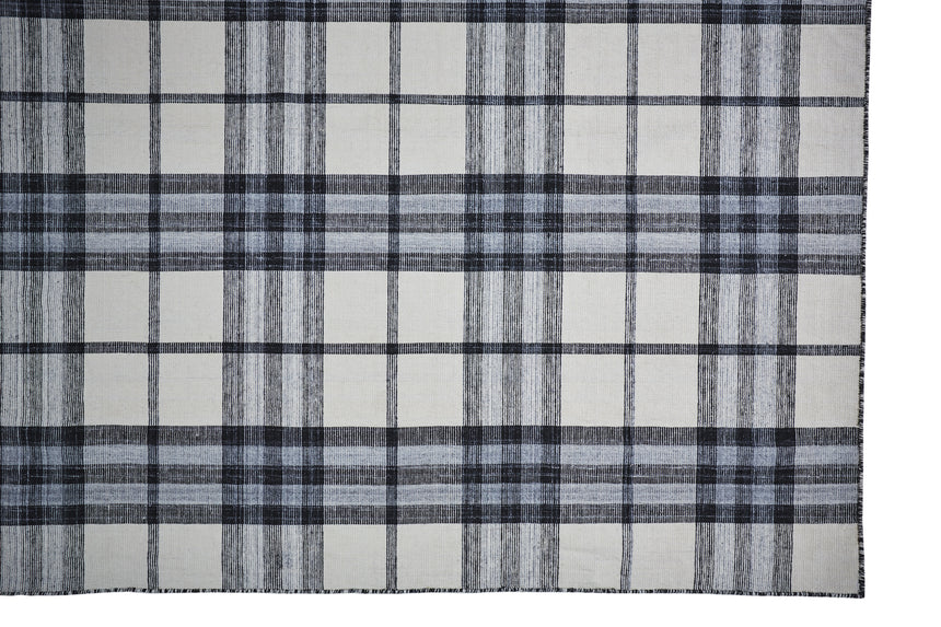 Feizy Crosby Transitional Plaid - Ivory/Blue/Black Area Rug - Clearance