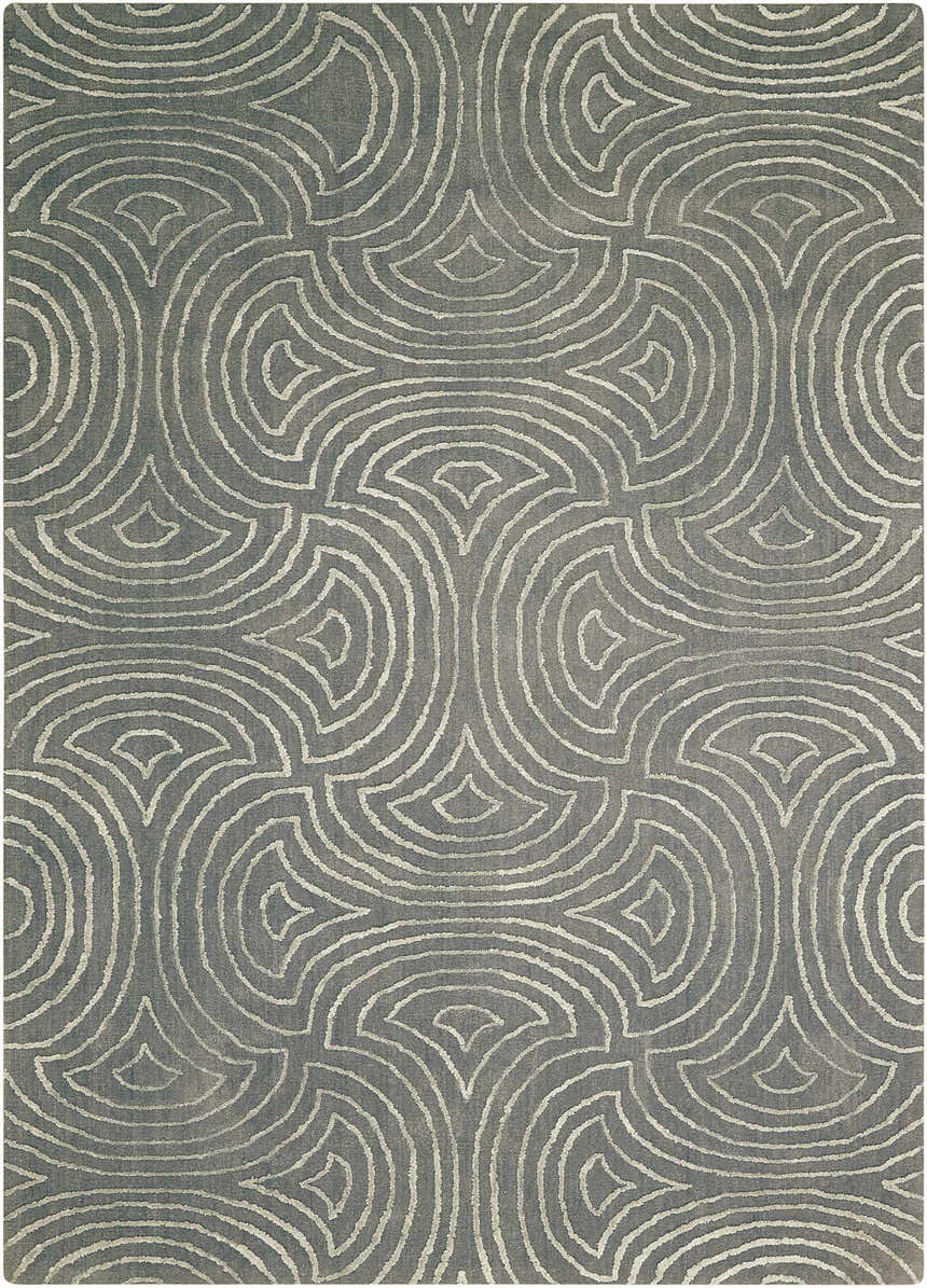 Close-up of the Nourison Vita Moss Indoor Area Rug, olive with a geometric pattern.