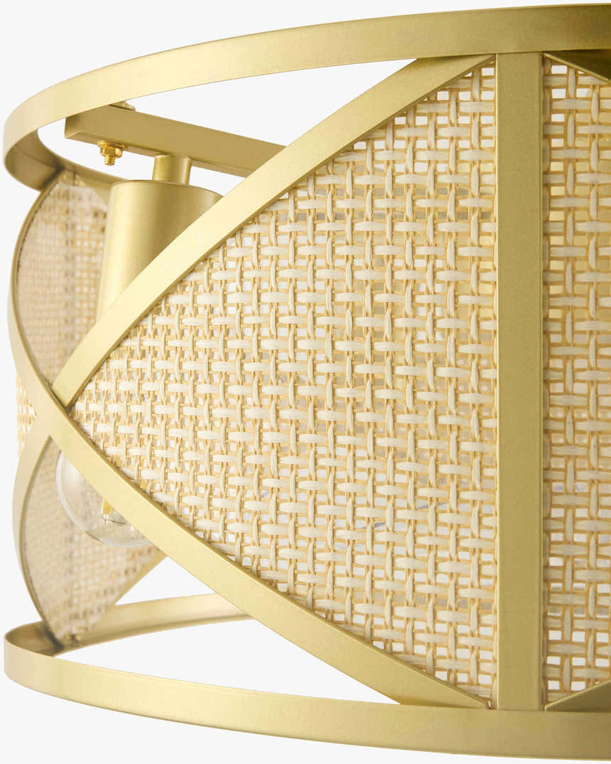 Tan Coastal Chandelier with rattan details for dining or living rooms
