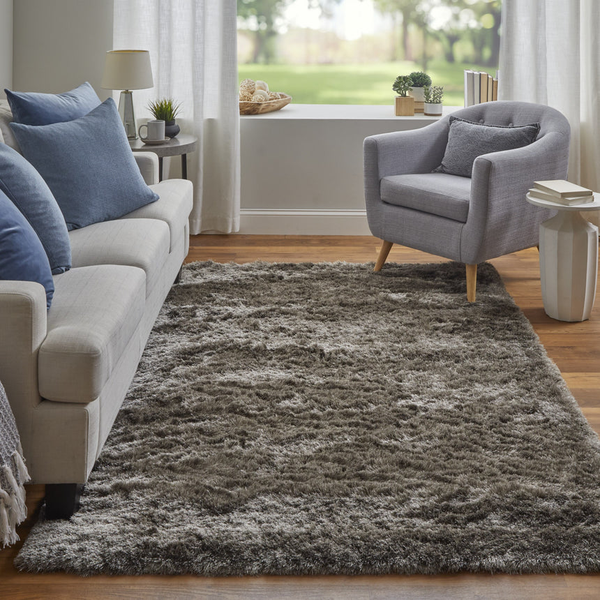 Feizy Indochine Modern Solid - Gray/Black Area Rug