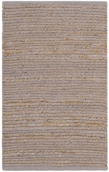 Close-up of the woven texture of the Nourison Natural Jute Grey Farmhouse Area Rug. Neutral color and handmade construction.