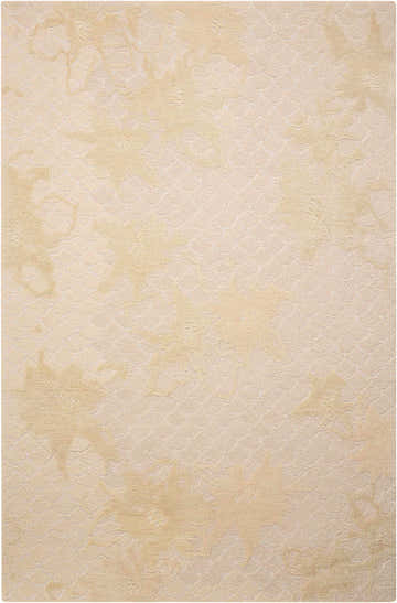Close-up of the Nourison Escalade Sand Indoor Area Rug showing its sandstone color and subtle floral pattern.
