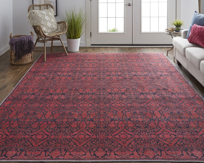 Feizy Voss Transitional Trellis & Lattice - Red/Black Area Rug