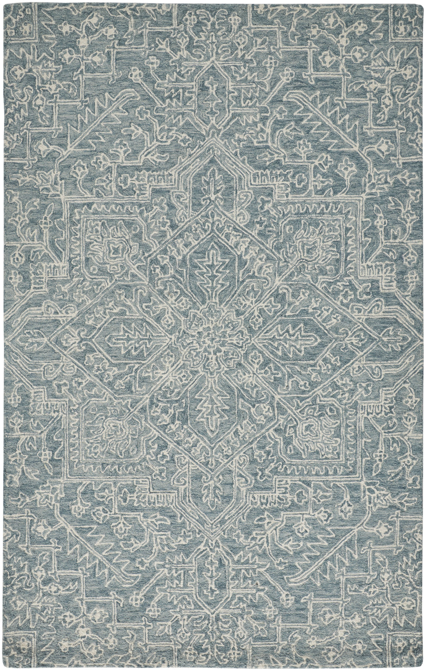 Feizy Belfort Transitional Medallion - Blue/Ivory/Green Area Rug - Clearance
