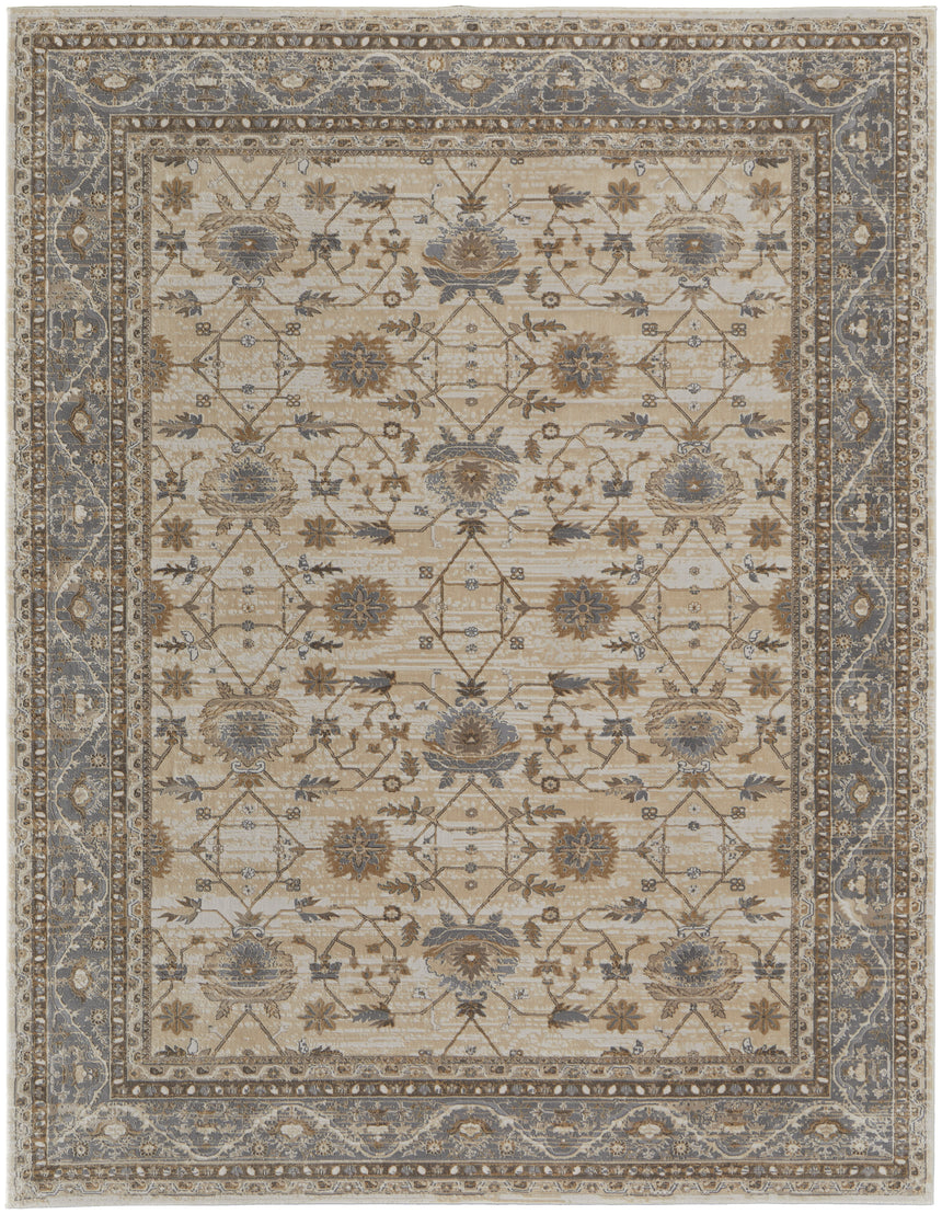 Feizy Celene Traditional Bordered - Tan/Ivory/Gray Area Rug