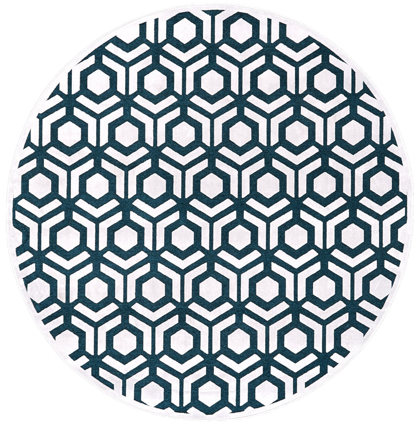 Feizy Saphir Mira Modern Geometric - Blue/Green/White Area Rug - Clearance