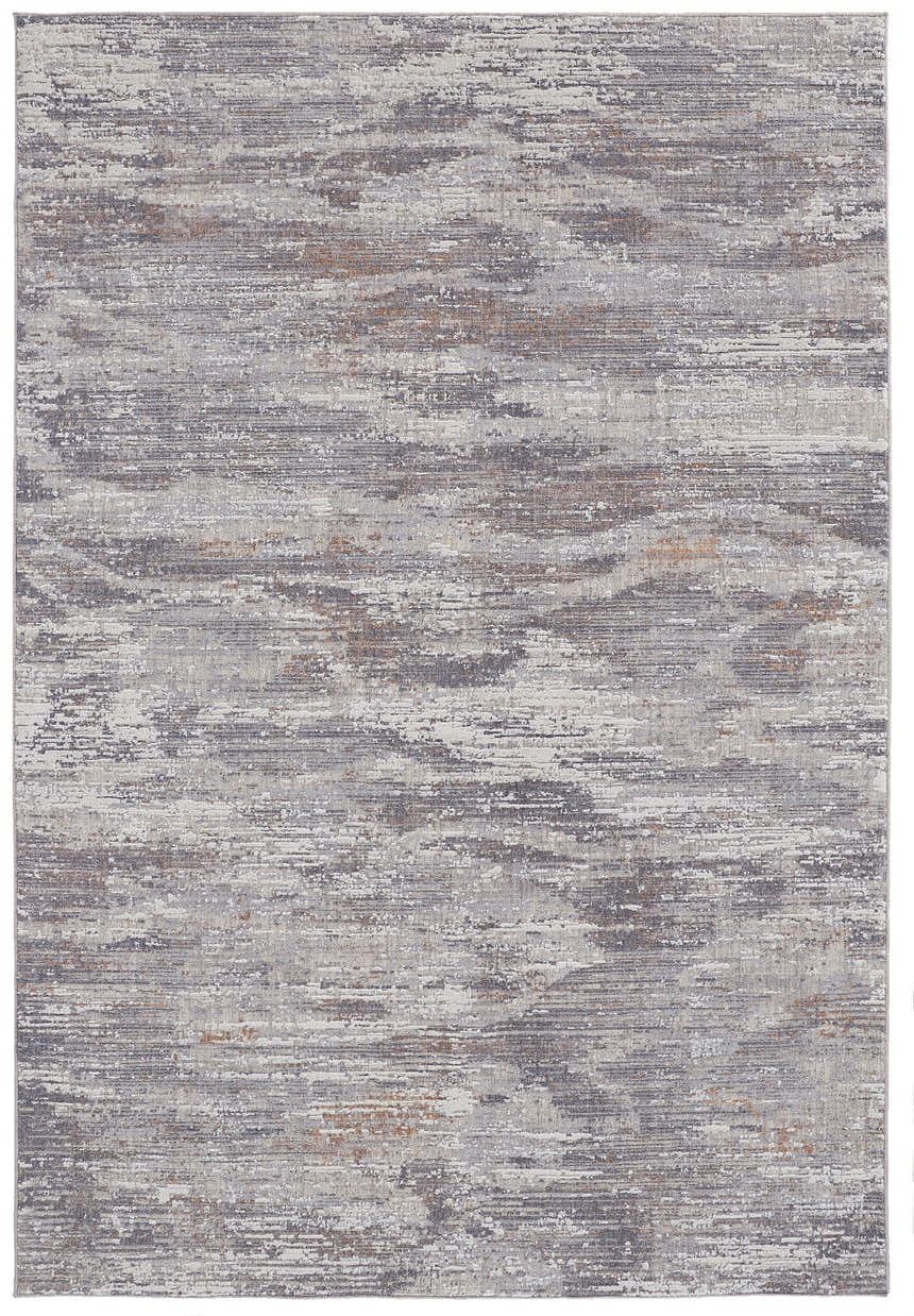 Feizy Lennon area rug, abstract design in taupe, tan, and orange. Transitional style. Design-Rectangle