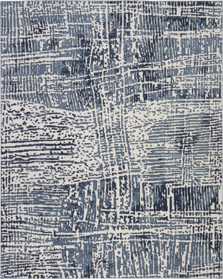 Close-up of Nourison Urban Decor Slate/Ivory rug. Modern, machine-made rectangle rug with a chestnut abstract pattern.