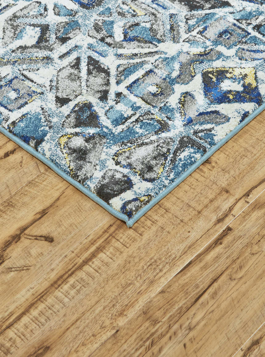 Feizy Brixton Modern Geometric - Blue/Ivory/Taupe Area Rug - Clearance