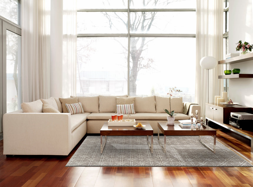 Feizy Manoa Transitional Geometric - Taupe/Ivory/Tan Area Rug - Clearance