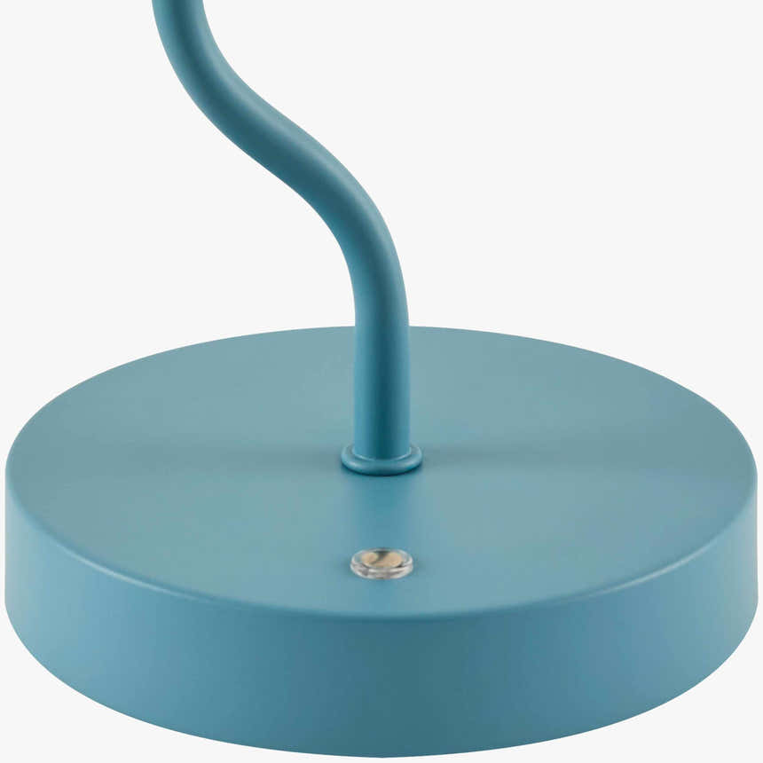 Soft Aqua Blue Modern Table Lamp with glass details for bedside or console tables