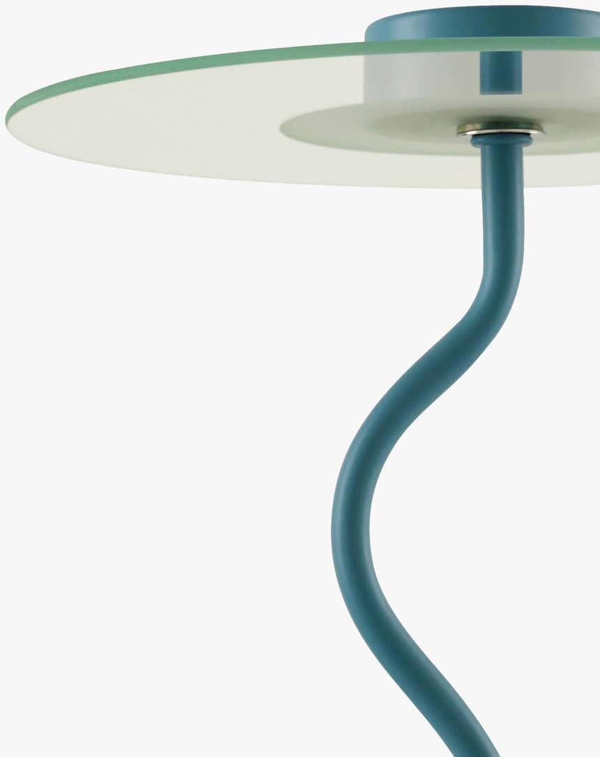 Soft Aqua Blue Modern Table Lamp with glass details for bedside or console tables