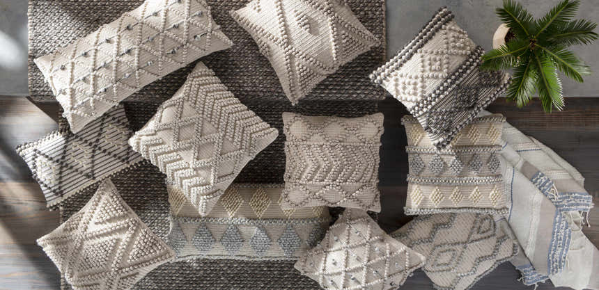 Rippey Black & White Textured Diamond Throw Pillow